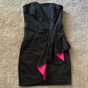 French Connection Black Strapless Dress with Pink Lining